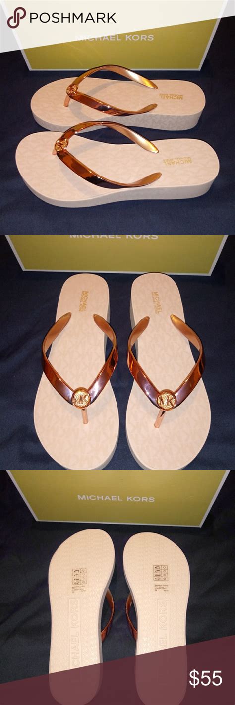 michael kors bedford flip flops rose gold|Bedford Logo Flip.